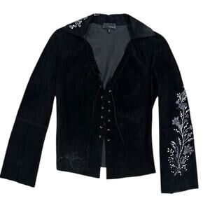 Y2k Poleci Edwardian Suede Lace-Up Top